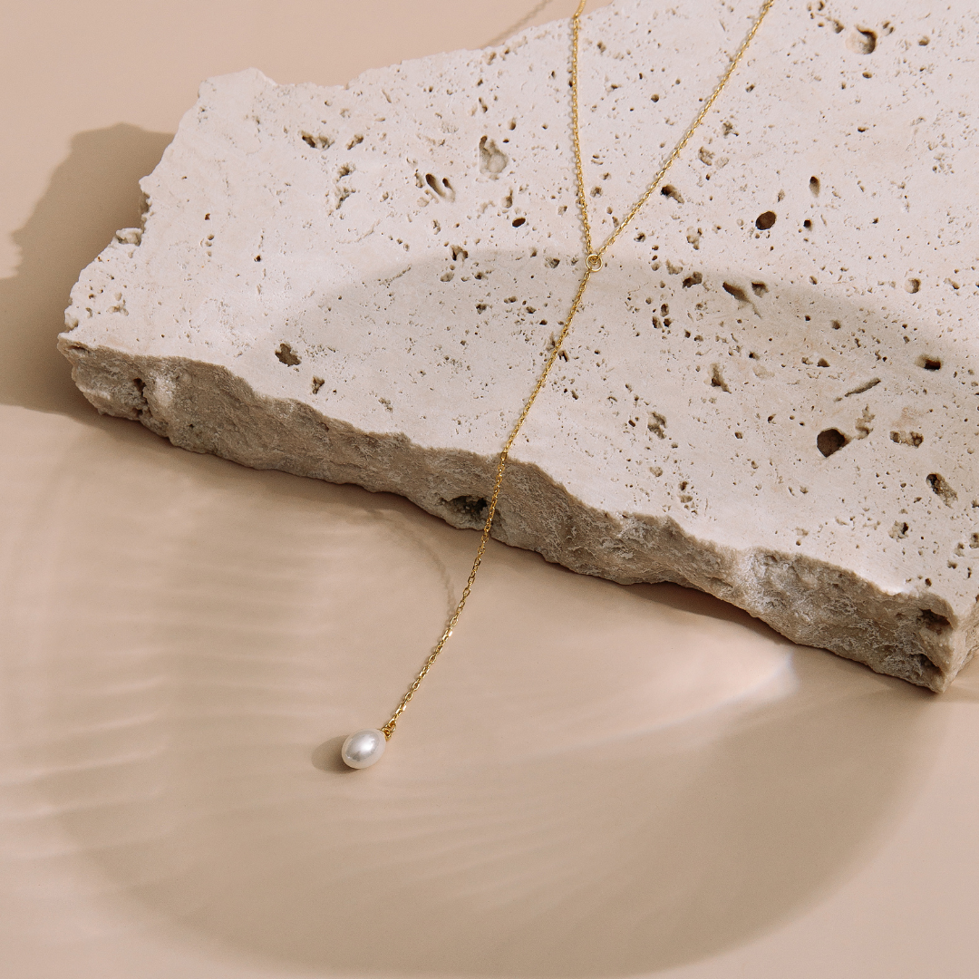Pearl Lariat Drop Necklace