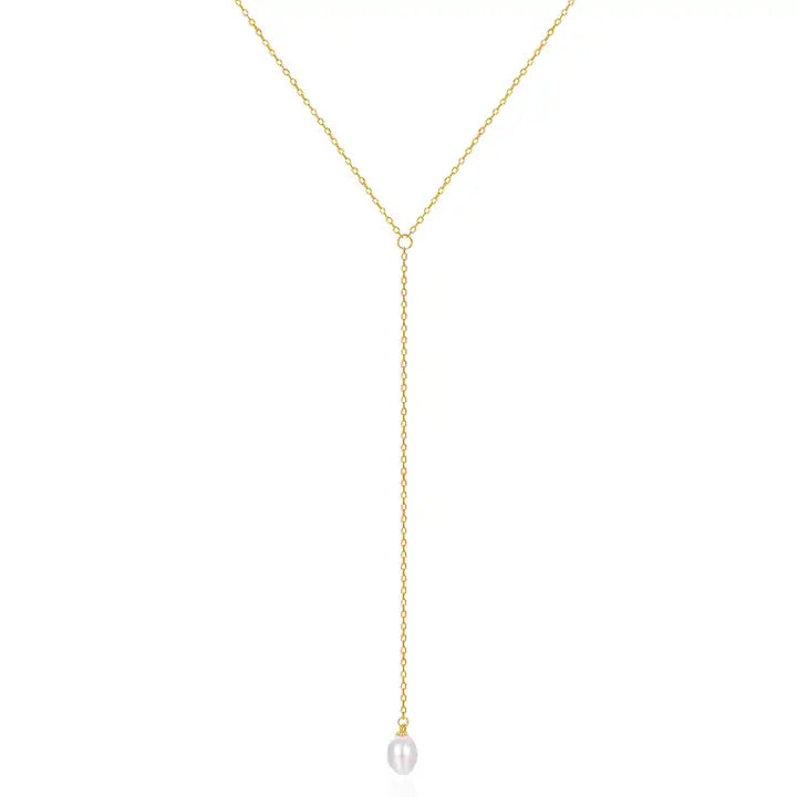 Pearl Lariat Drop Necklace